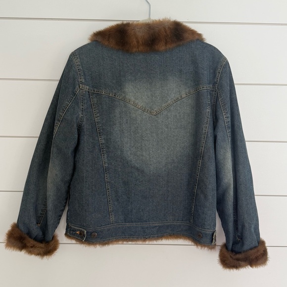 Marvin Richards Womens Vintage Faux Fur Lined Denim Jacket Size Large 90s - Picture 6 of 9